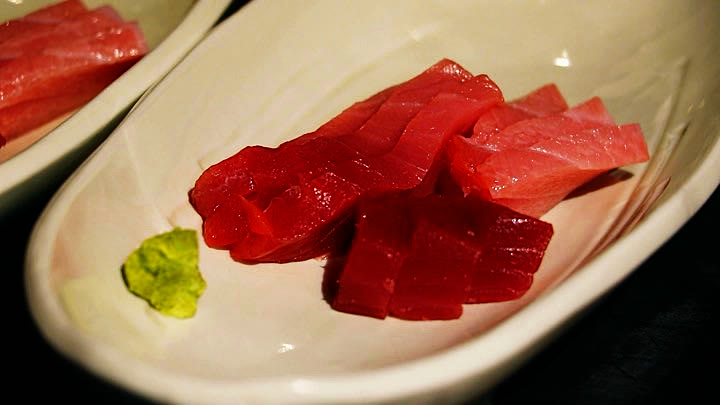A plate of bluefin tuna sashimi
